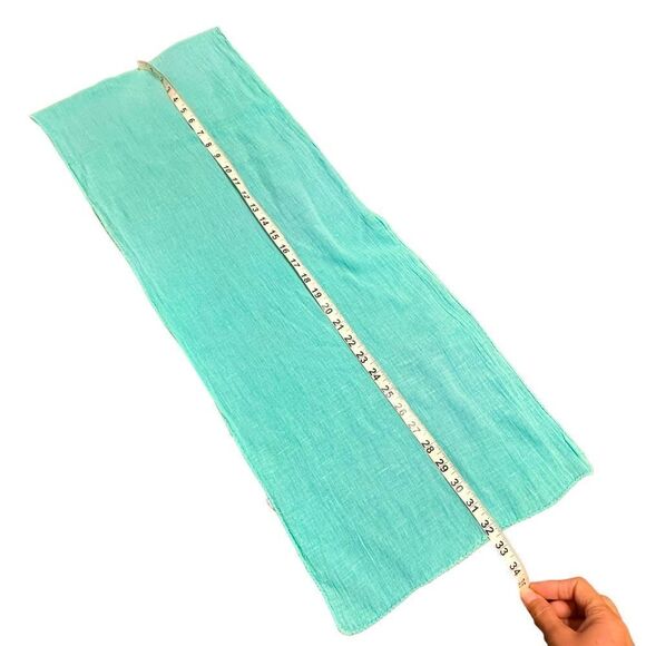 Vintage Boho Crinkly Indian Cotton Turquoise Scarf  unisex - Picture 8 of 9